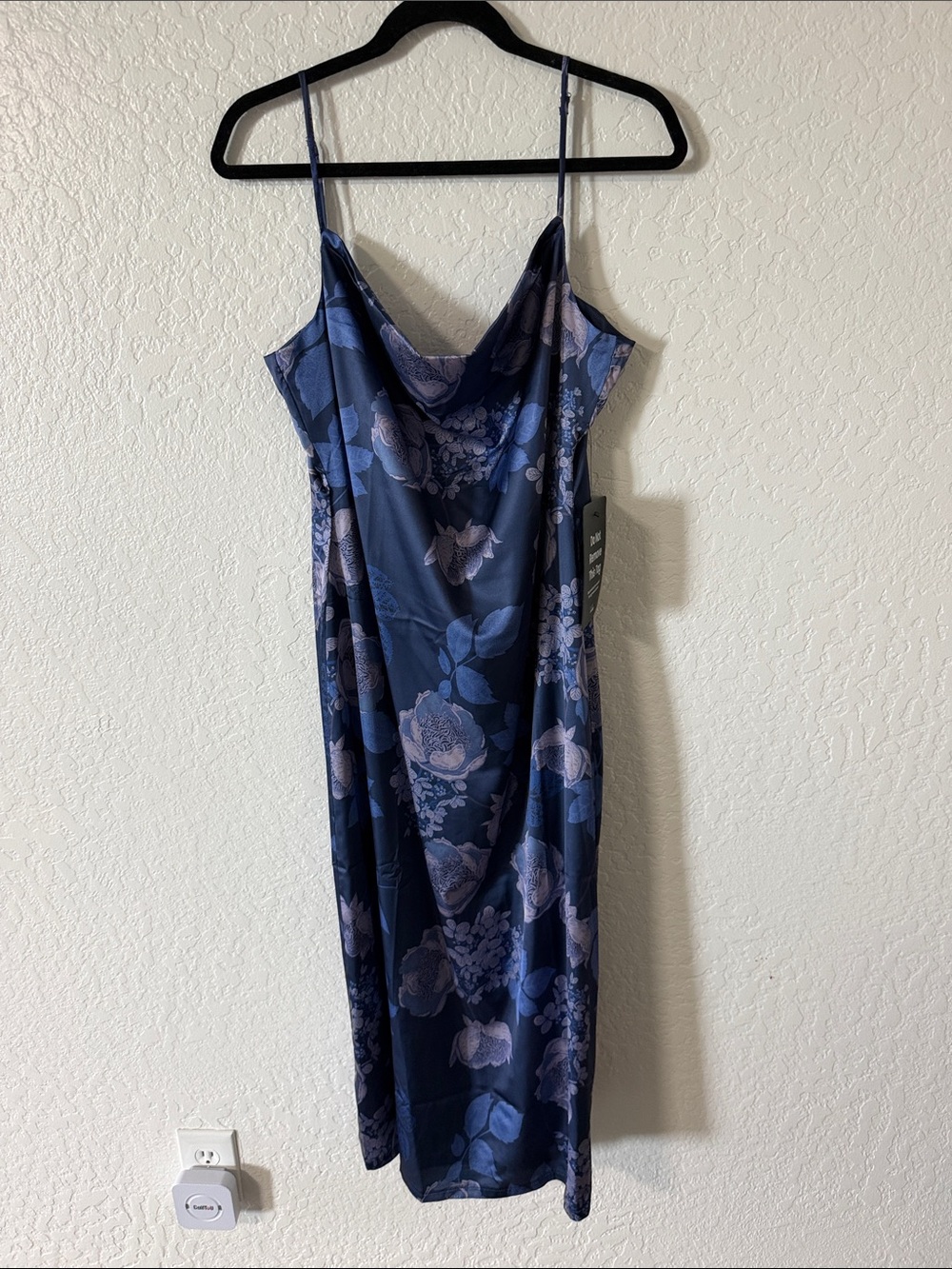 Lulu's Navy Blue Floral Slip Midi Dress